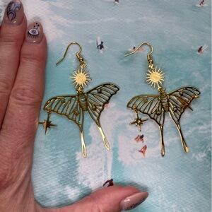 Gold Butterfly Dangle Earrings